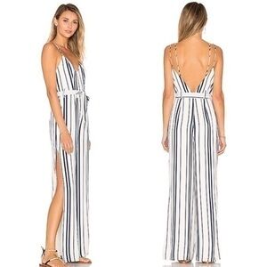 LOVERS +FRIENDS x Revolve CHARISMA JUMPSUIT Leg Slits Open Back Size S No Belt